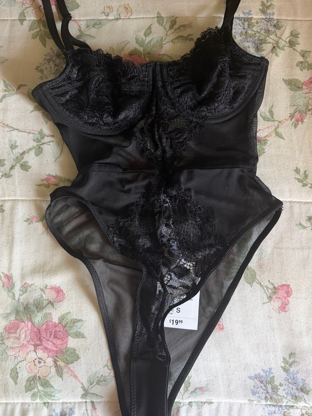 Black Lace Mesh Teddy Bodysuit - Women Intimates & Sleepwear